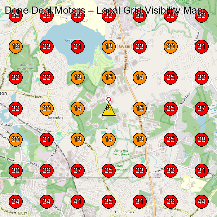 Done Deal Motors GeoGrid visibility map for Masonry Contractor in Walpole